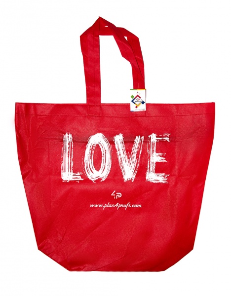 Сумка-шопер 4PROFI на блискавці 38x53 см з принтом червоний 