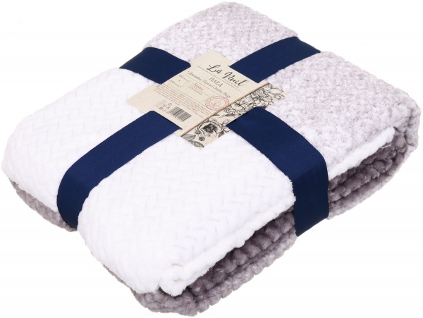 Плед Flannel Plush 160x200 см бело-серый La Nuit 