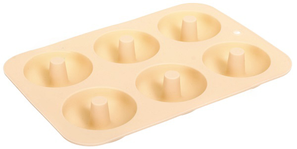 Форма для випікання пончиків з втулкою на 6шт Peach&Brown series 26х18х2,5 см персиковийх Smart Kitchen by Flamberg