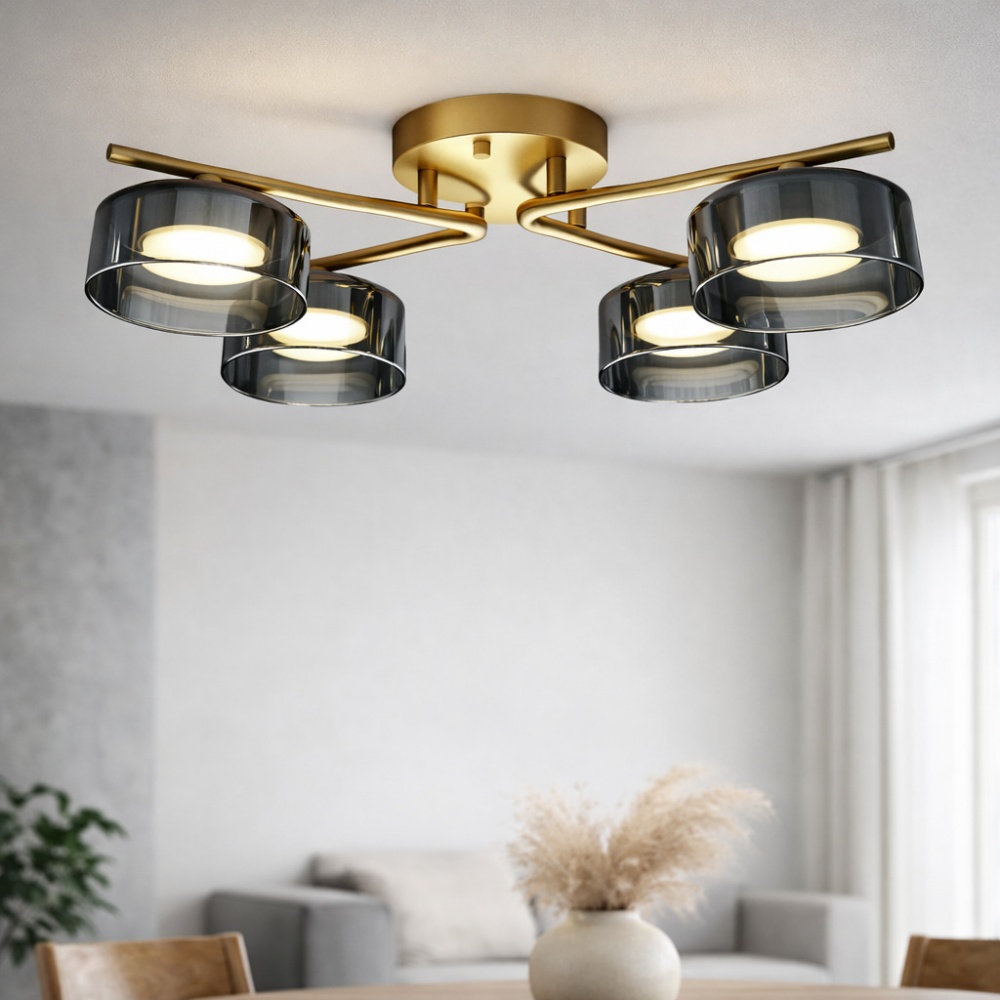 Люстра потолочная LIGHT SET DUSHA MS228 4x12 Вт GX53 золотой/дымчатый