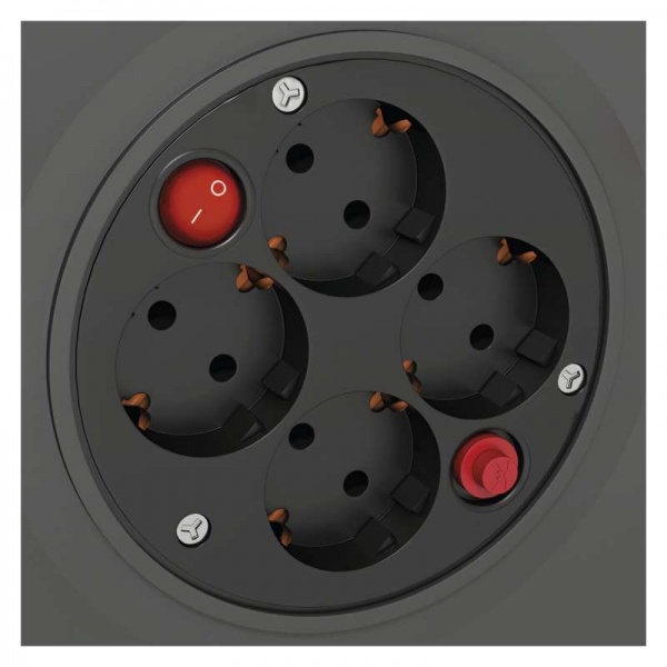 Удлинитель на катушке Emos с заземлением 4 гн. красный 25 м P092251