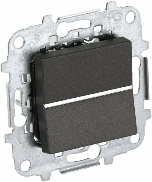 Выключатель проходной одноклавишный ABB Zenit без подсветки 10 А 230В IP20 антрацит N2202 AN Z