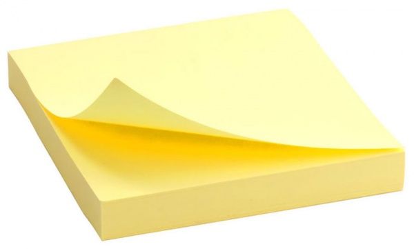 Блок паперу 75x75 мм 100 аркушів жовтий Axent