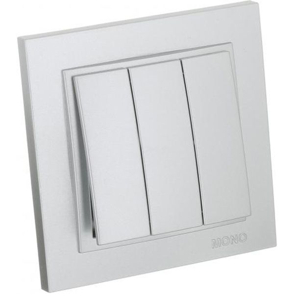 Выключатель трехклавишный Mono Despina без подсветки 10 А 250В серебряный 102-212122-114