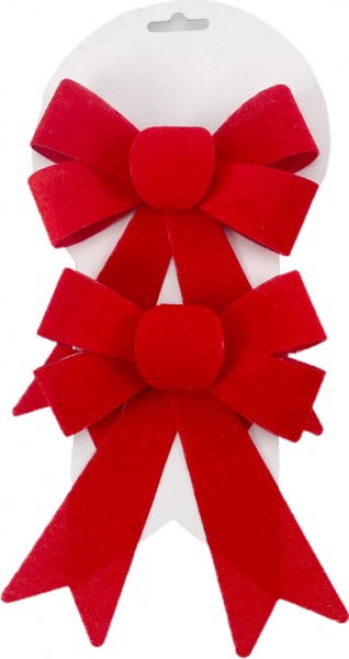 Декорація новорічна бант 14х17 см червоний 2 шт