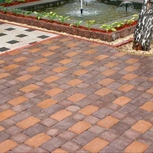 Тротуарная плитка кирпич полный покрас состаренный персиковый 240х160х90