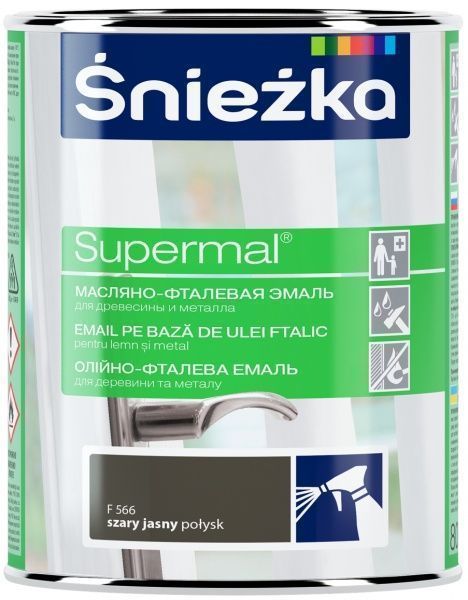 Эмаль Sniezka масляно-фталевая Supermal серый ясный глянец 0,8л