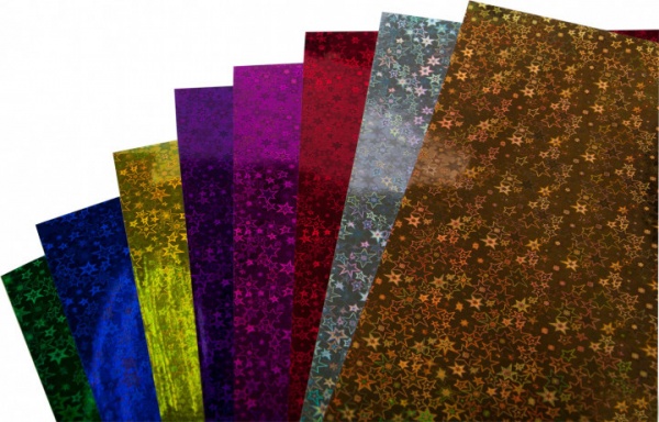 Бумага цветная голографический А4 8 листов 8 цветов ZB.1917 ZiBi