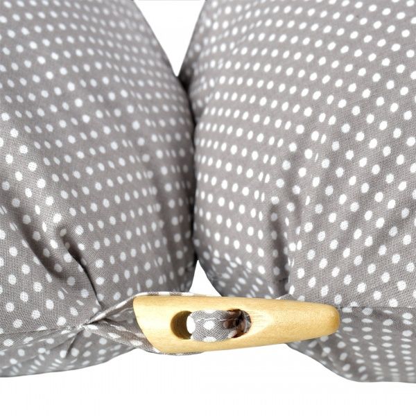 Подушка для кормления 35х200 см с вышивкой и пуговкой серая IDEIA