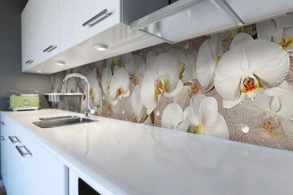 Наклейка на кухонный фартук Zatarga Орхидея и капля росы 65x250 см