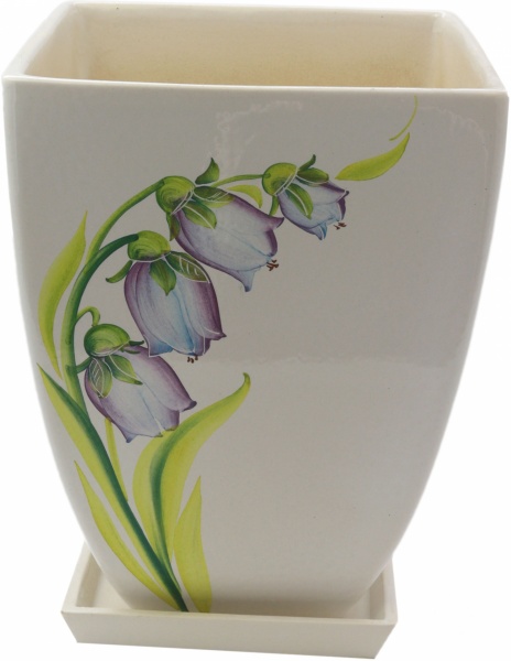 Горшок керамический Конусный №3 четырехугольный Р093 квадратный белый/ 