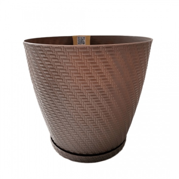 Горщик пластиковий MN PLASTIKA з підставкою круглий 12 л мокко 