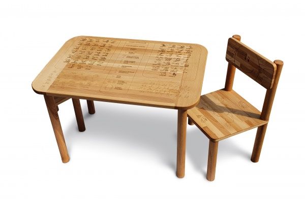 Комплект стол и стул ArinWOOD Ecomiddle Азбука 500х700 мм + набор кубиков в подарок 04-BB1-2