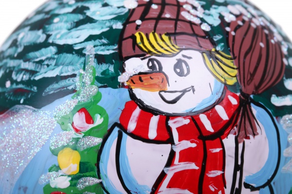 Шар новогодний зимние краски ручной работы стеклянный d 100 мм разноцветный