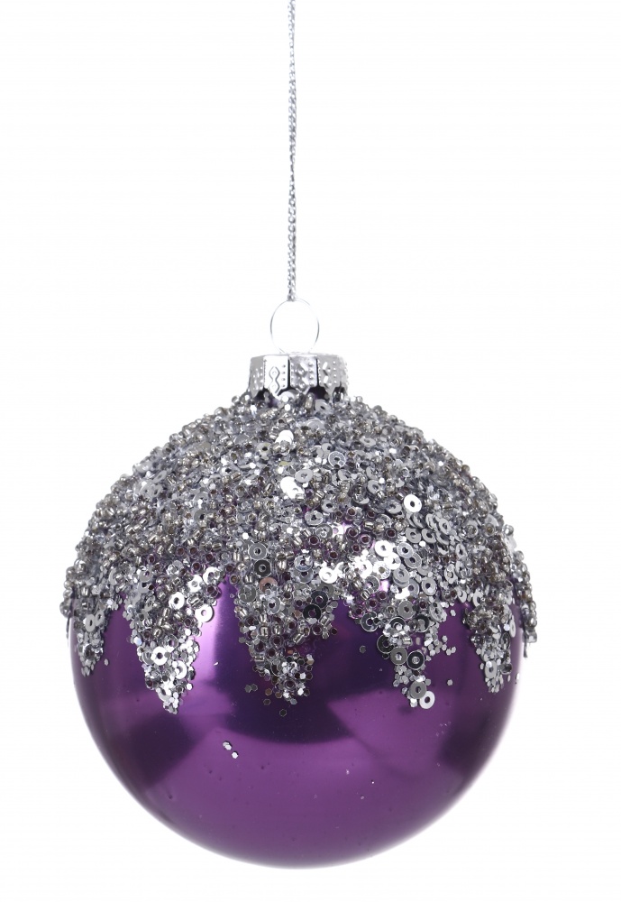 Куля скляна з бусинками 3 асортименти 8/13 см фіолетовий