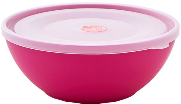 Миска с крышкой Мульти 2 л розовый Алеана