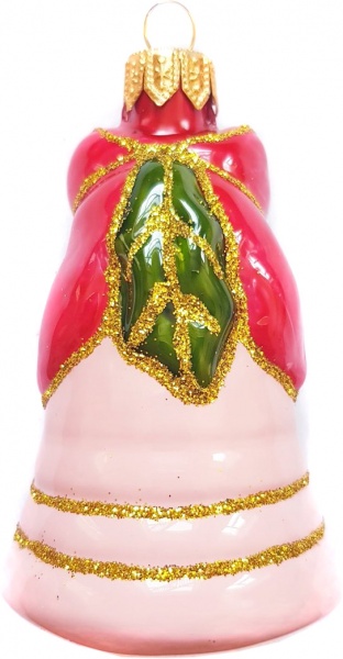 Ялинкова іграшка Юріта Дзвоник з бантом рожевий 1179М 8,7 см 
