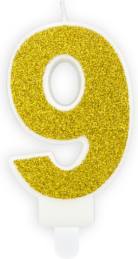 Свічка для торта Partydeco цифра 9 золота 7 см (SCU3-9-019B)