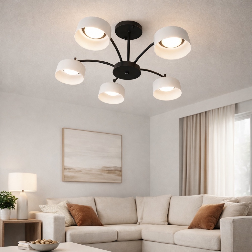 Люстра потолочная LIGHT SET DUSHA MS241 5x12 Вт GX53 черный/молочный