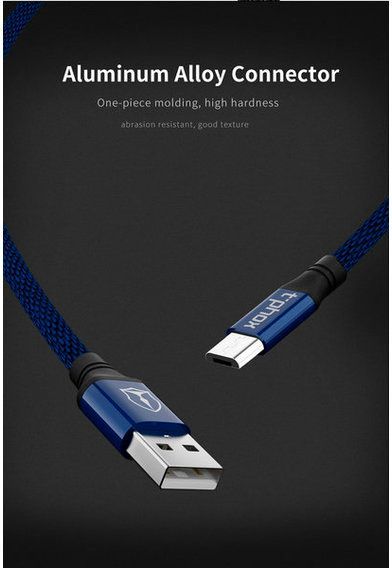 Кабель T-PHOX USB – microUSB 1,2 м синій (T-M810 Blue) SPEED 