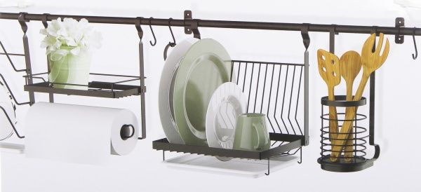 Сушилка для посуды Flamberg на рейлинг с поддоном черный