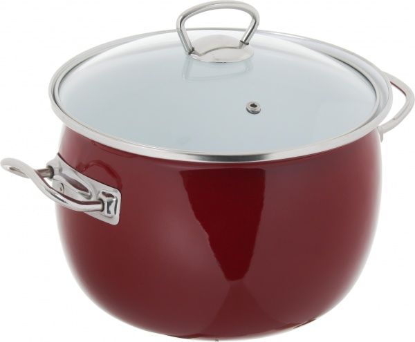 Кастрюля с крышкой сферическая эмалированная 5 л Бордо Bella Vita