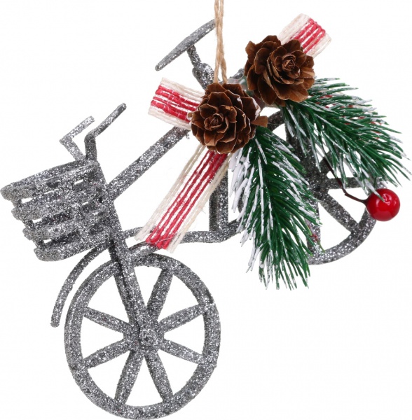 Декоративна підвіска Велосипед з декором 12x9 см 2-19s срібло