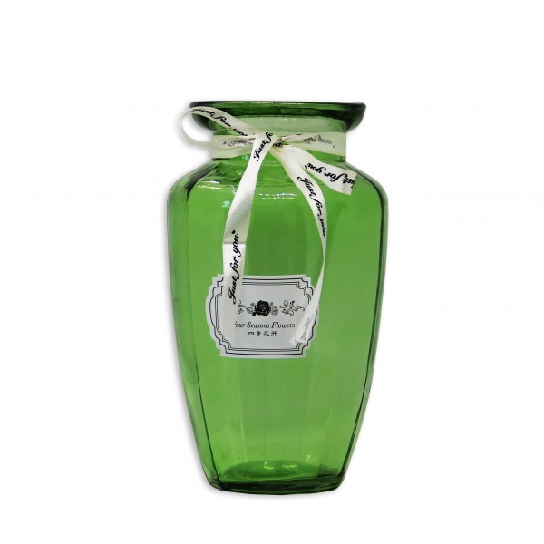 Ваза стеклянная Crystal Jane 20 см зеленая 