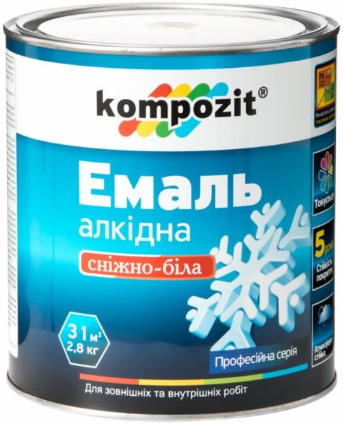 Эмаль Kompozit алкидная ПФ-115 снежно-белый глянец 2,8кг
