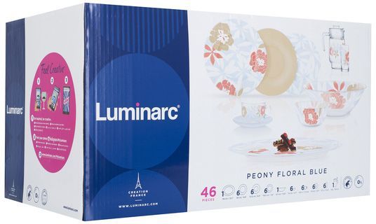 Сервиз столовый Peony Floral Blue 46 предметов N6255 Luminarc