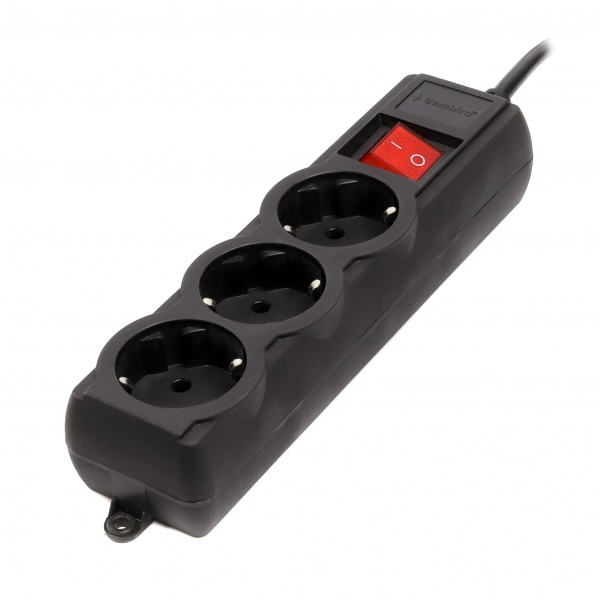 Сетевой фильтр Gembird с заземлением 3 гн. черный 3 м SPG3-G-10B-PRO