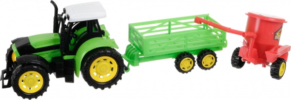 Игровой набор Shantou х6 шт. фермерский трактор с прицепом и фигурками зеленый JY238797