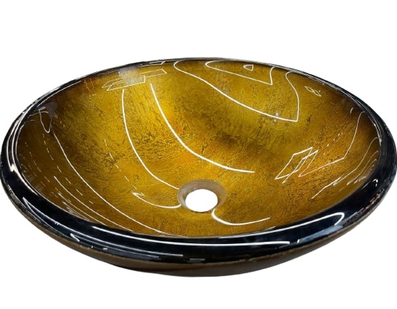 Умывальник EGO стеклянный 42х42х14,5 см золотистый