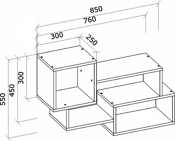 Полиця Грейд Мікс Преміум 850x550x250 мм графіт/німфея альба 
