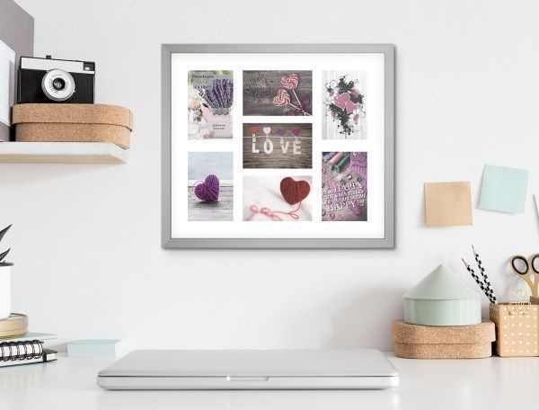 Фоторамка с паспарту SvitArt FKP-7-1913-7B 10x15 см светло-серый 