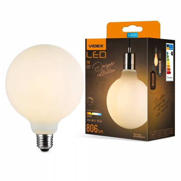 Лампа светодиодная Videx FIL VL-DG125MO G125 7 Вт E27 3000 К 220 В желтая 27621 