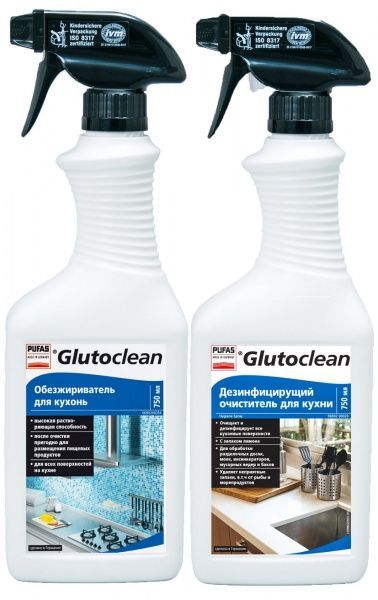 Набір Glutoclean Знежирювач для кухонь 750 мл + Дезінфікуючий очищувач 750 мл