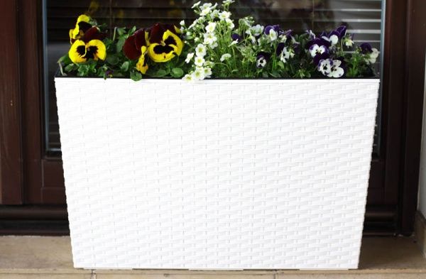 Горщик для квітів Lamela Вербена ротанг прямокутний 37,5л білий 