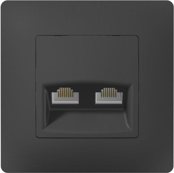 Розетка компьютерная двойная двойная Plank Electrotechnic Classic/Nordic антрацит PLK0741241