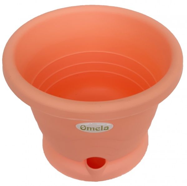 Горщик пластиковий круглий персиковий 