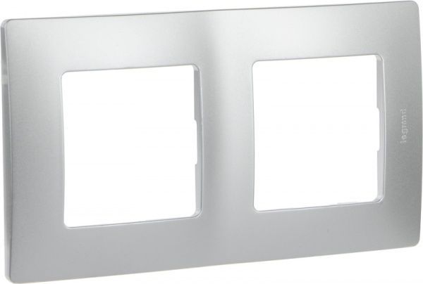 Рамка двухместная Legrand Etika универсальная алюминий 672552