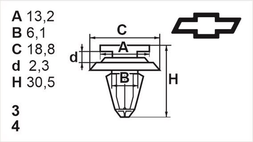 Клипса нажимная внутренняя (обшивка, обшивка дверей) Romix (B22302)