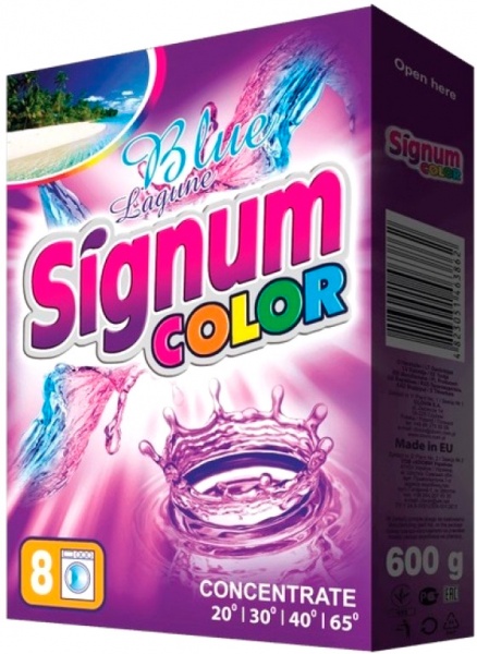 Порошок для машинной и ручной стирки SIGNUM Color 0,6 кг 