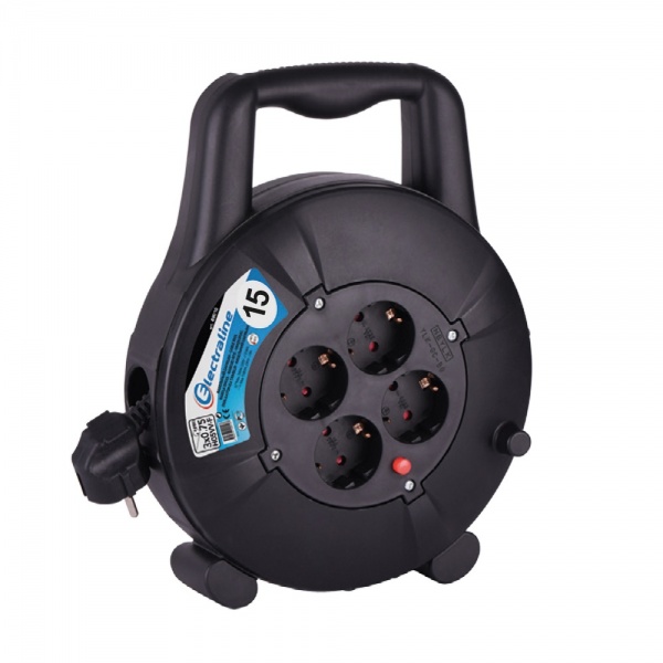 Удлинитель на катушке Electraline ПВС 3x0,75 с заземлением 4 гн. 15 м 49113 