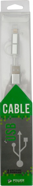 Кабель PowerPlant USB – microUSB + Apple Lightning 1 м сріблястий (KD00AS1290) 