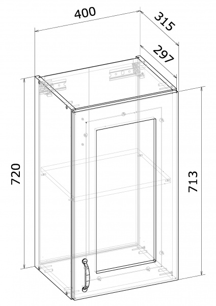 Шафа верхня МС Мері ВТ 40х72х31,5 см дуб платиновий/білий Грейд