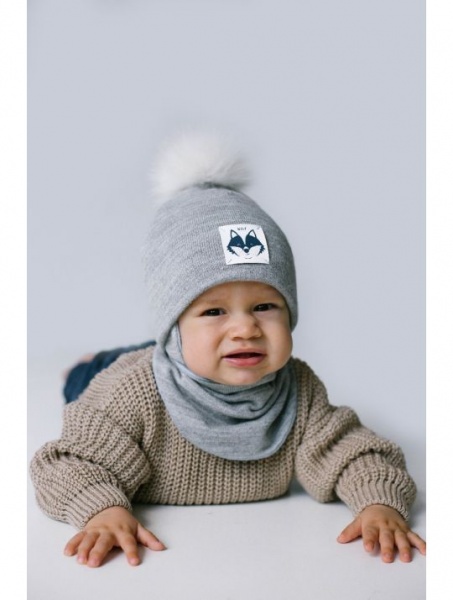 Комплект шапка + снуд для мальчиков Dembo House Пето р.42 серый 22.01.018 