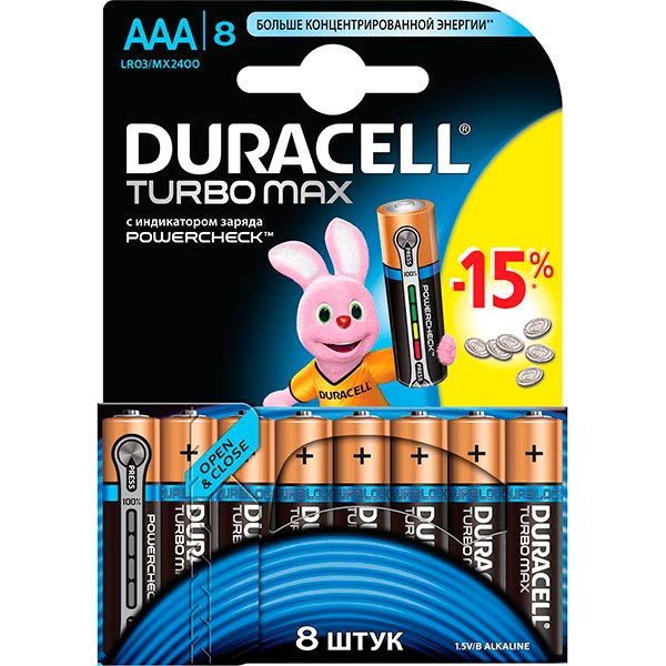 Батарейка Duracell LR06 MN1500 Turbo 8 шт