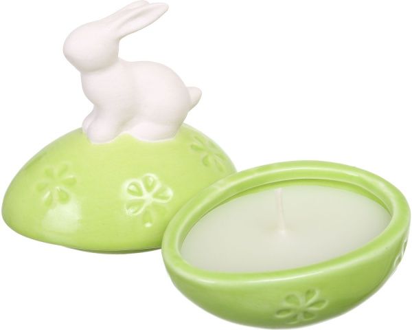 Свічка Яйце зелене з зайчиком 7х9х12 см Pako-If