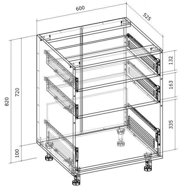 Тумба нижня з метабоксом 600x820x522 мм горіх темний  80327019